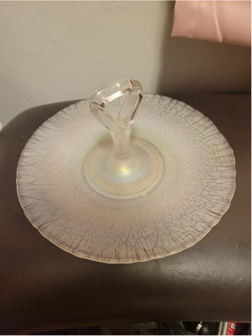 Iridescent Glass Compote Dessert Stand Vintage